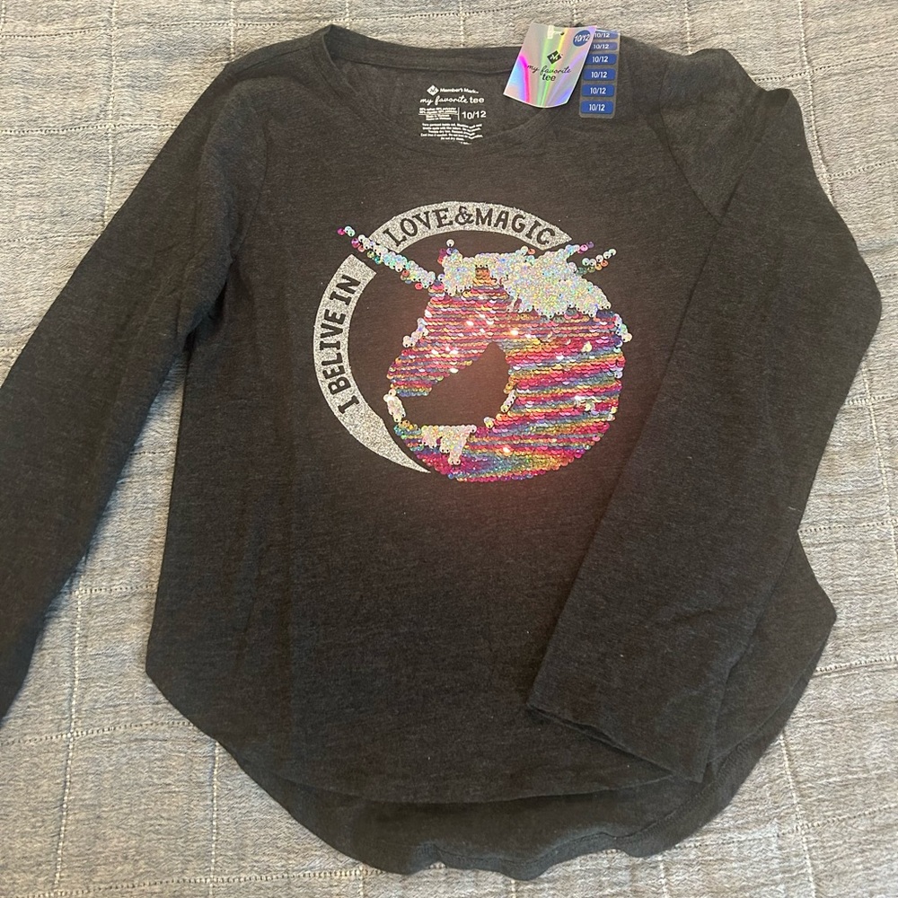 NWT Size 10/12 Girls Sparkling Unicorn Shirt
